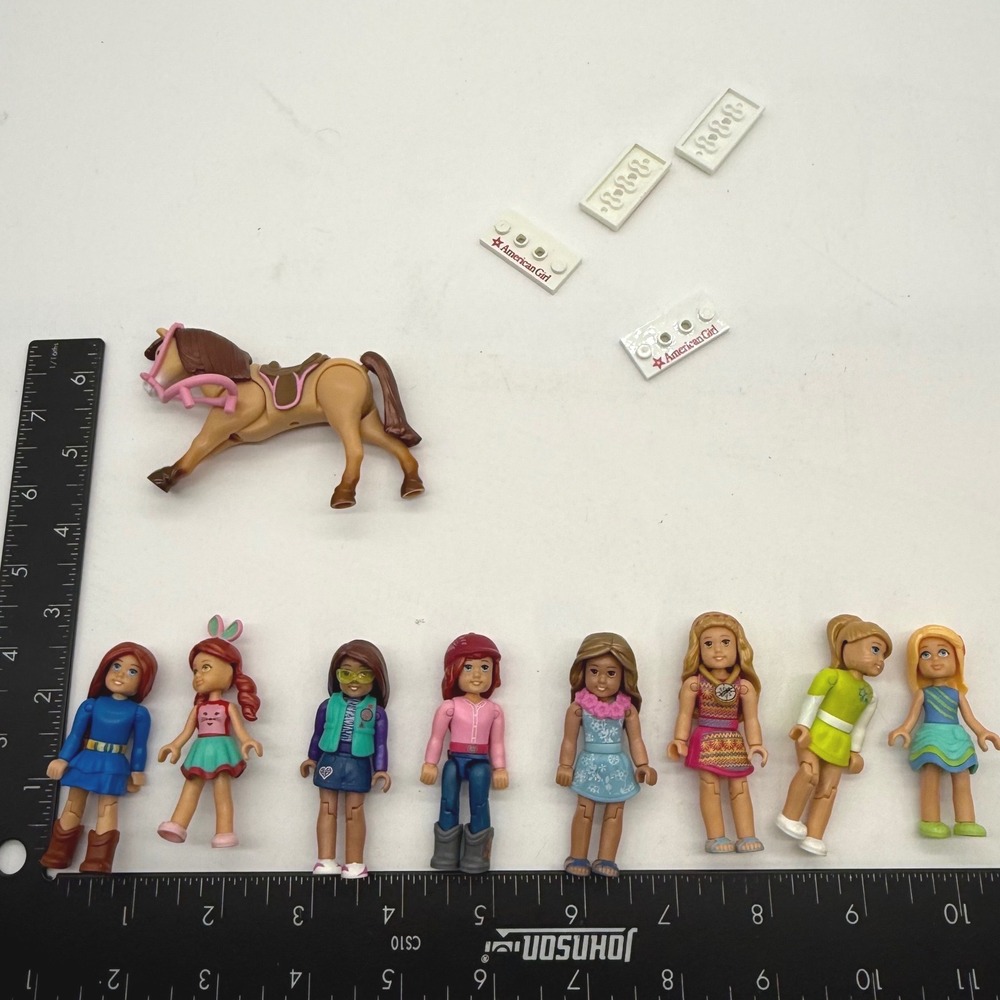 American Girl Mega Construx WellieWishers Figure Lot 8 Dolls Horse Bricks